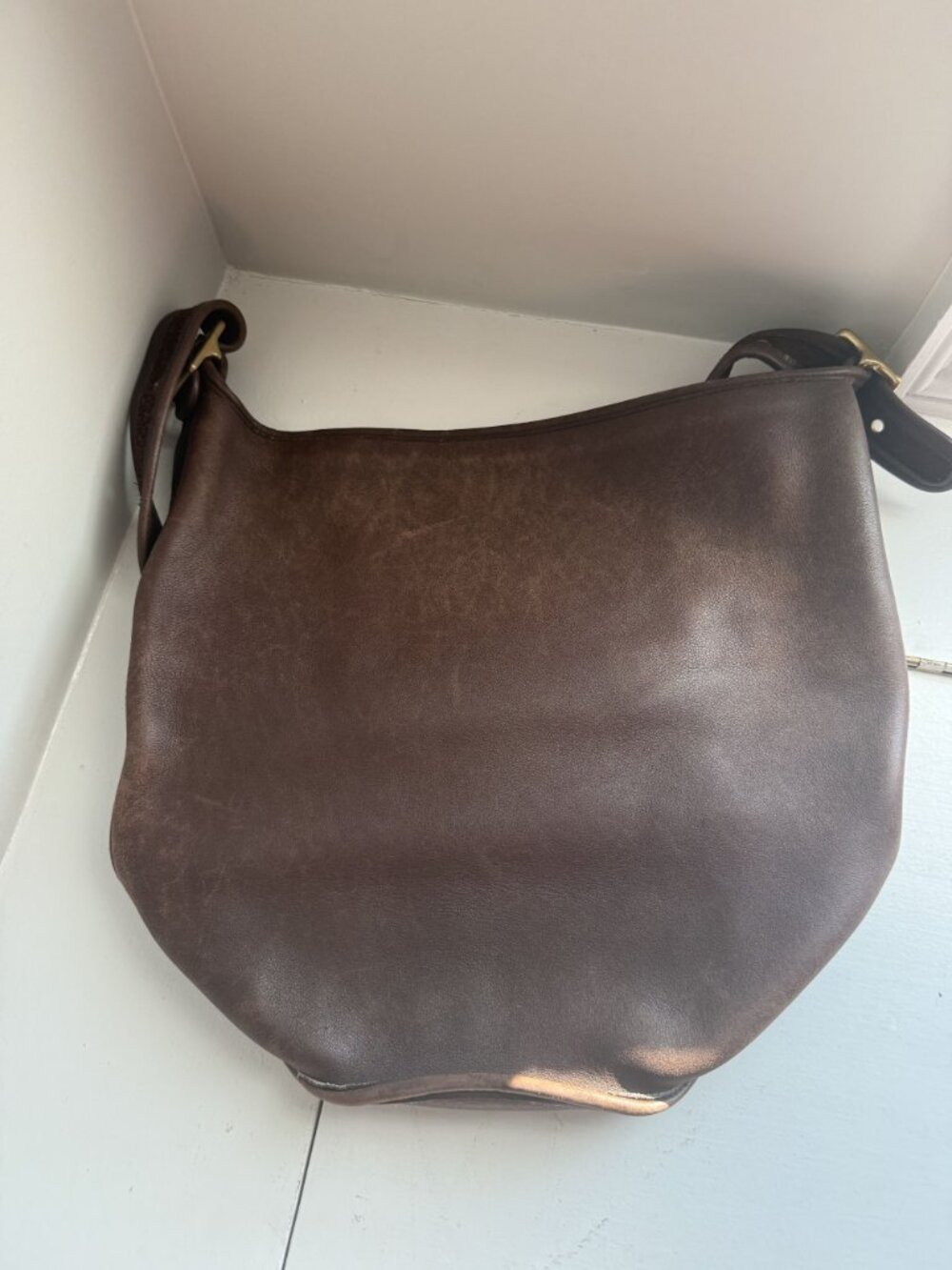 Coach Vintage Brown Leather Bucket Bag Duffel Sac 13" x 14" x 9" [jb] - Picture 2 of 7
